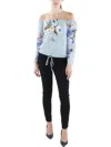Lavender Brown Womens Chiffon Floral Blouse In Multi