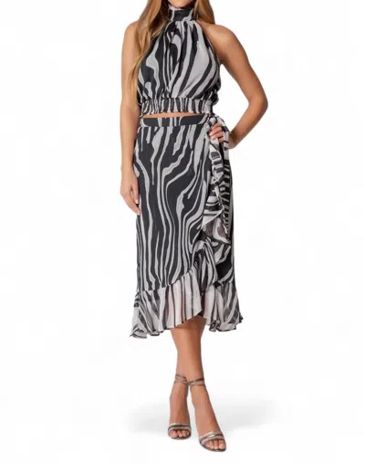 Lavender Brown Zebra Lurex Skirt In Black/white