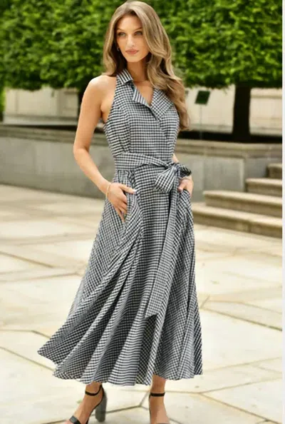 Lavender Brown Zola Midi Dress In Black/ White In Gray