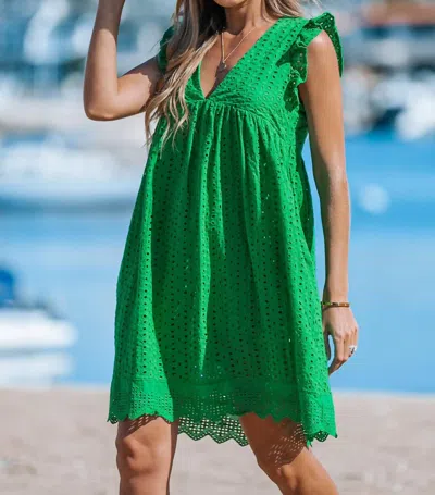 Lavender J Cotton Eyelet Dress In Green