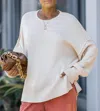 Lavender J Every Day Crew Neck Sweater In Cream In White
