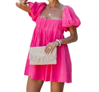Lavender J Margo Babydoll Mini Dress In Fuchsia In Pink
