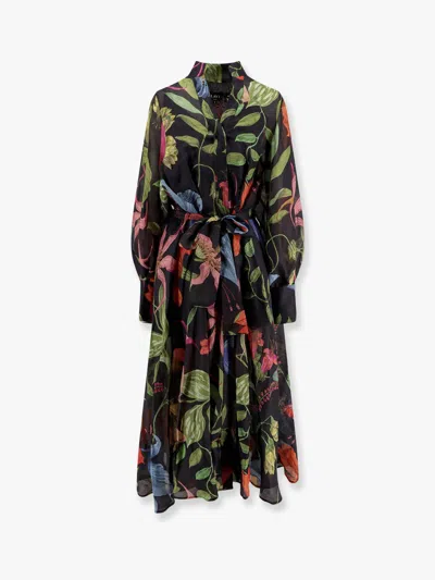 Lavi Artemisia Ramie Long Dress With Cotton Petticoat In Black
