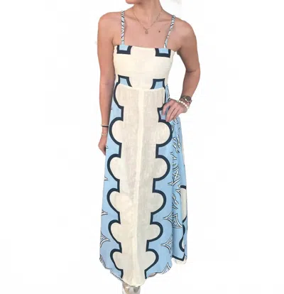Lavi Carla Dress In Cream, Light Blue, And Black In White