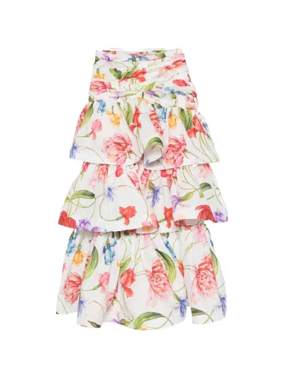 Lavi Couture Floral-print Tiered Skirt In Multi
