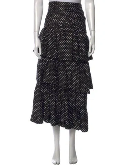 Pre-owned Lavi Couture Polka Dot Print Long Skirt In Black