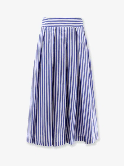 Lavi Iris Striped Cotton Skirt In Blue
