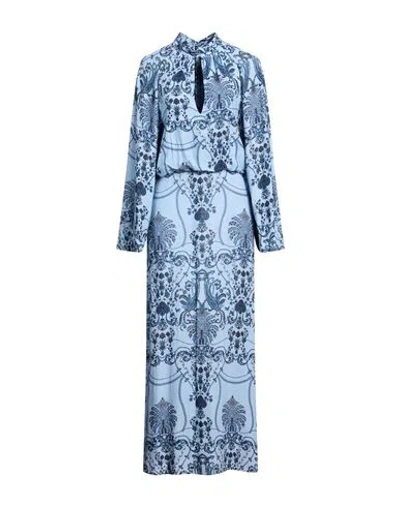 Lavi Woman Maxi Dress Pastel Blue Size M Viscose, Wool