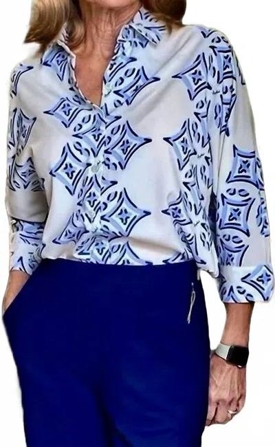 Lavi Women's Cancun Top In Blue/cream