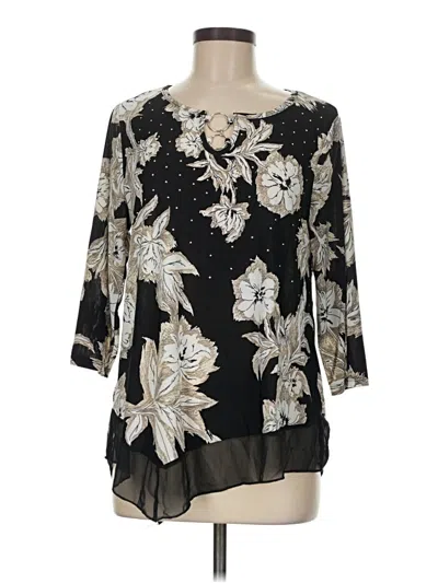 Pre-owned Lavish 3/4 Sleeve Blouse In Black
