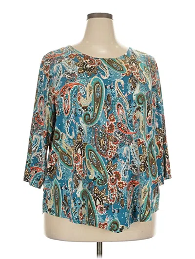 Pre-owned Lavish 3/4 Sleeve Blouse In Teal