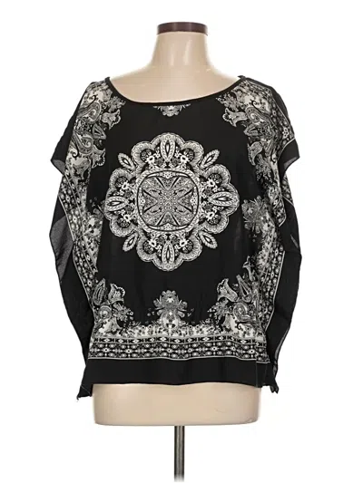 Pre-owned Lavish 3/4 Sleeve Top Black Boatneck Tops