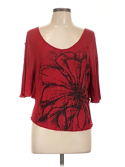 Pre-owned Lavish 3/4 Sleeve Top Burgundy Scoop Neck Tops