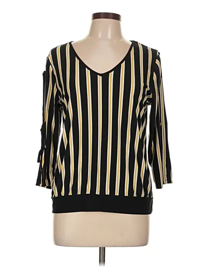Pre-owned Lavish 3/4 Sleeve Top Gold V-neck Tops