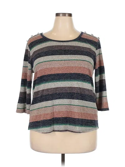 Pre-owned Lavish 3/4 Sleeve Top Gray Boatneck Tops