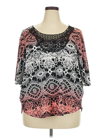 Pre-owned Lavish 3/4 Sleeve Top Pink Scoop Neck Tops