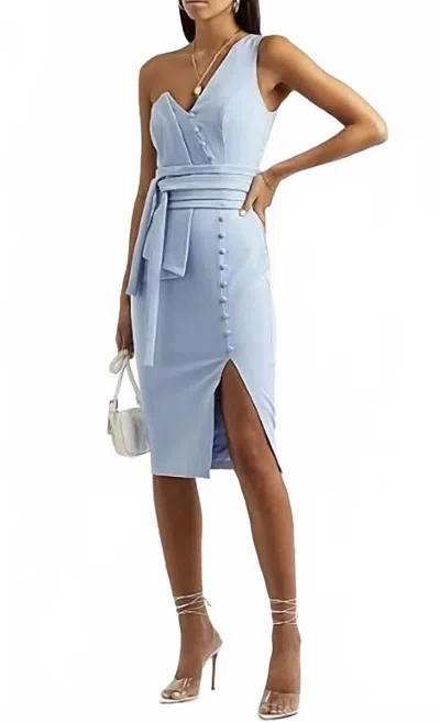 Lavish Alice Origami Belted Dress In Cornflower Blue In Multi