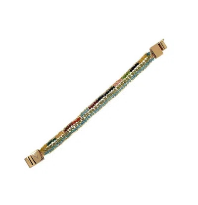 Lavish By Tricia Milaneze Hand Crocheted Narrow Bracelet In Multicolor & Gold