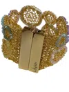 Lavish By Tricia Milaneze Patchwork Mesh Bracelet In Multi/gold In Multi
