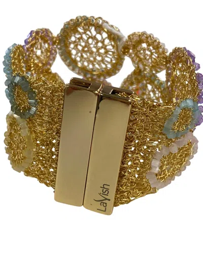 Lavish By Tricia Milaneze Patchwork Mesh Bracelet In Multi/gold