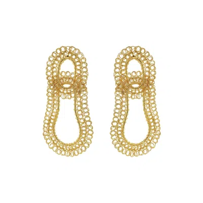 Lavish By Tricia Milaneze Women's All Gold Artemis Duo Handmade Crochet Earrings