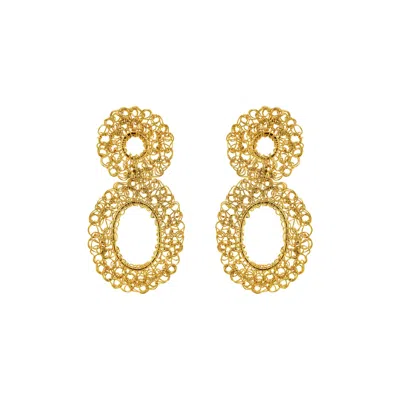 Lavish By Tricia Milaneze Women's All Gold Artemis Mini Handmade Crochet Earrings