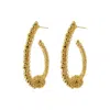 Lavish By Tricia Milaneze Women's All Gold Ovaly Hoops Handmade Crochet Earrings