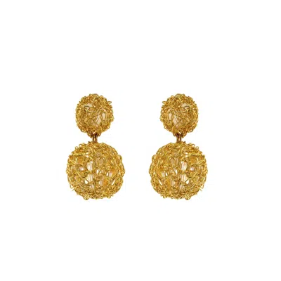 Lavish By Tricia Milaneze Women's All Gold Sphere Duo Handmade Earrings