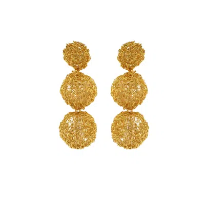 Lavish By Tricia Milaneze Women's All Gold Spheres Trio Handmade Earrings In Gray