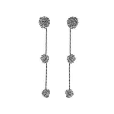 Lavish By Tricia Milaneze Women's All Silver Dome Handmade Earrings In Gray