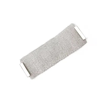 Lavish By Tricia Milaneze Women's All Silver Mesh Wide Handmade Bracelet In Gray