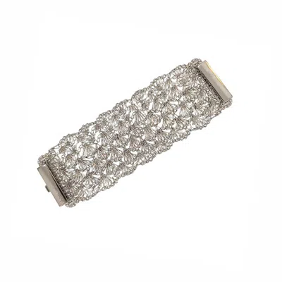 Lavish By Tricia Milaneze Women's All Silver Shells Maxi Handmade Bracelet