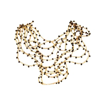 Lavish By Tricia Milaneze Women's Black & Gold Multi Strings Handmade Necklace