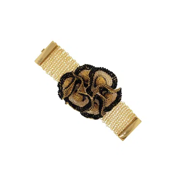 Lavish By Tricia Milaneze Women's Black Mix Buttercup Crystal Handmade Bracelet