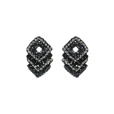 Lavish By Tricia Milaneze Women's Black / Neutrals / Silver Royal Black Mix Rank Mini Posts Handmade Crochet Earrings