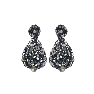 Lavish By Tricia Milaneze Women's Black / Silver Royal Black Mix Aurora Handmade Crochet Earrings