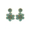 Lavish By Tricia Milaneze Women's Blue / Gold Aqua Blue & Gold Mini Blossom Handmade Crochet Earrings In Multi