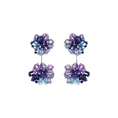 Lavish By Tricia Milaneze Women's Blue / Pink / Purple Neon Purple Mix Agatha Handmade Crochet Earrings