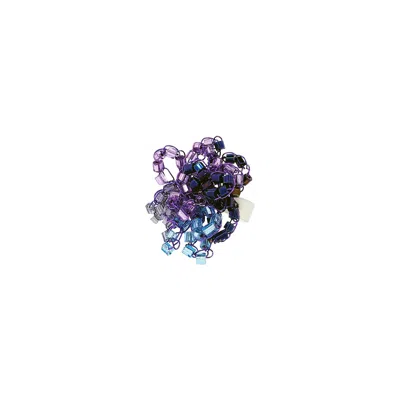 Lavish By Tricia Milaneze Women's Blue / Pink / Purple Neon Purple Mix Drizzle Handmade Ring