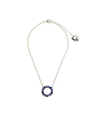 Lavish By Tricia Milaneze Women's Blue / Pink / Purple Neon Purple Mix Ellie Handmade Crochet Necklace