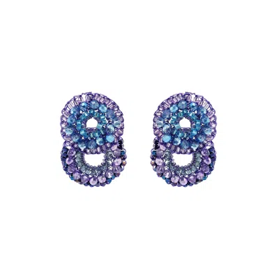 Lavish By Tricia Milaneze Women's Blue / Pink / Purple Neon Purple Mix Gush Small Handmade Crochet Earrings