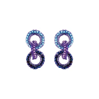 Lavish By Tricia Milaneze Women's Blue / Pink / Purple Neon Purple Mix Lola Handmade Crochet Earrings