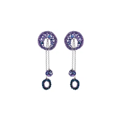 Lavish By Tricia Milaneze Women's Blue / Pink / Purple Neon Purple Mix Moira Dangle Handmade Earrings