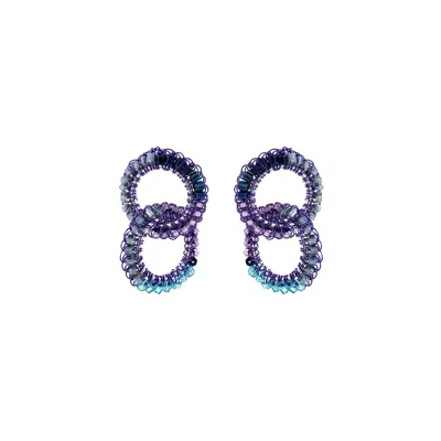 Lavish By Tricia Milaneze Women's Blue / Pink / Purple Neon Purple Mix Nova Handmade Earrings