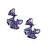 Lavish By Tricia Milaneze Women's Blue / Pink / Purple Neon Purple Mix Rio Hoops Handmade Crochet Earrings