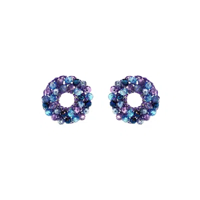 Lavish By Tricia Milaneze Women's Blue / Pink / Purple Neon Purple Mix Zoe Handmade Earrings