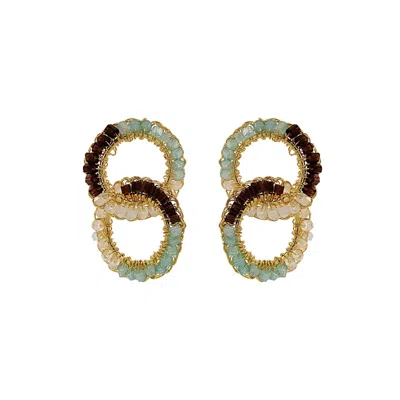 Lavish By Tricia Milaneze Women's Blue / White / Brown Blue & Brown Mix Nova Handmade Crochet Earrings In Multi