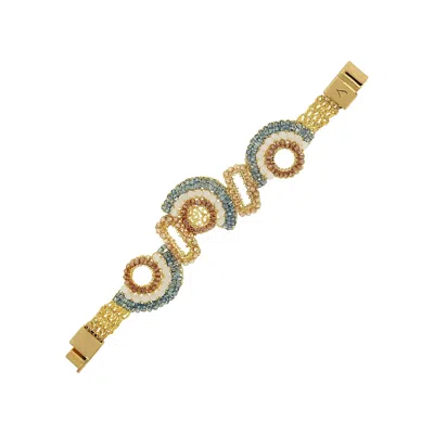 Lavish By Tricia Milaneze Women's Blue / White / Brown Seafoam Blue Mix Althea Handmade Crochet Bracelet