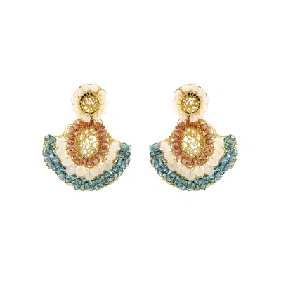 Lavish By Tricia Milaneze Women's Blue / White / Brown Seafoam Blue Mix Althea Mini Dangle Handmade Crochet Earrings
