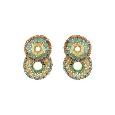 Lavish By Tricia Milaneze Women's Blue / White / Brown Seafoam Blue Mix Gush Small Handmade Crochet Earrings